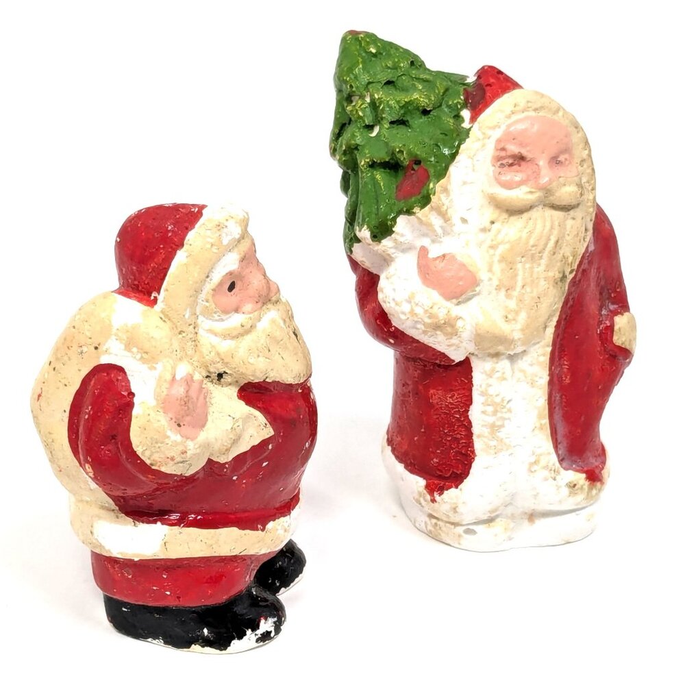 Vintage 1930s Miniature Chalkware Santas Christmas figure England Rare
